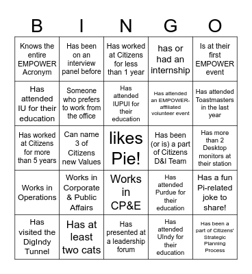 EMPOWER Bingo - Find someone who... Bingo Card