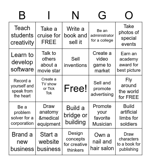 VISUAL COMMUNICATIONS Bingo Card