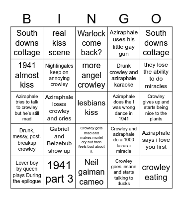 Good omens season 3 bingo Card