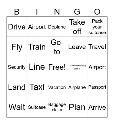 Travel Bingo 1 Bingo Card