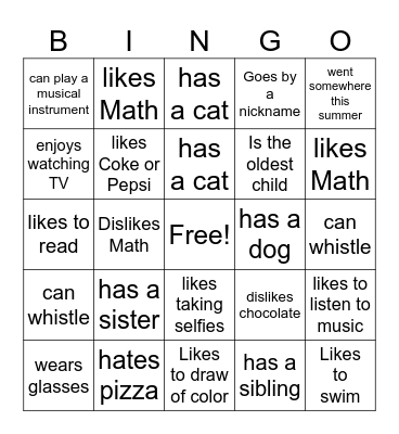 Icebreaker Bingo Card