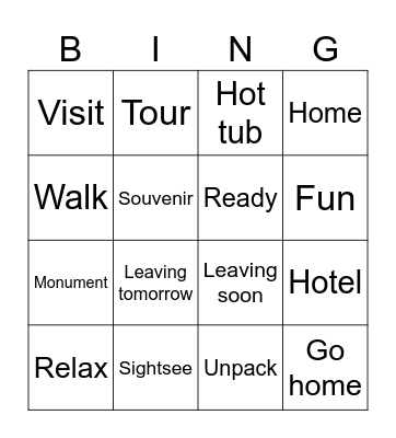 Travel Bingo 2 Bingo Card