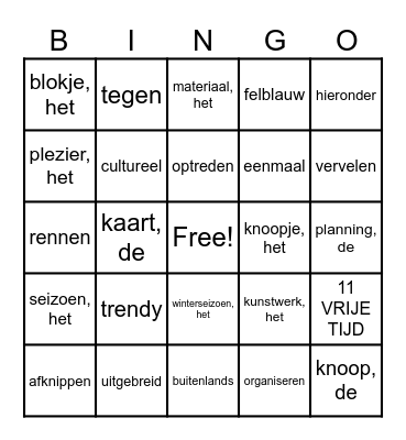 BINGO DISK 11 VRIJE TIJD Bingo Card
