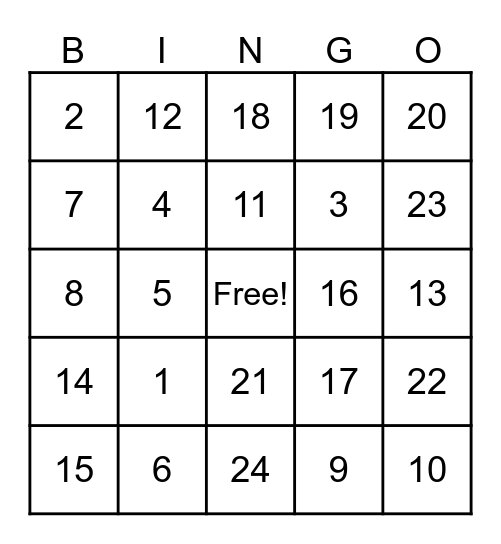 Physical Well-Being Bingo Card