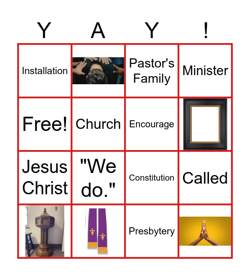 Pastor Andrew's Installation Bingo Card