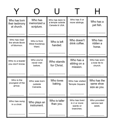 Find Someone... Bingo Card