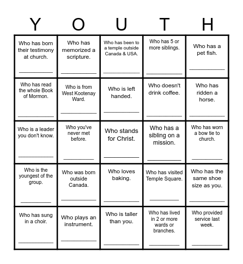 Find Someone... Bingo Card