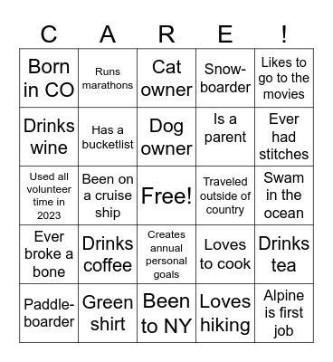 CONNECT Bingo Card