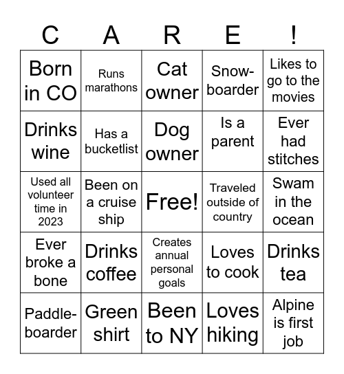 CONNECT Bingo Card