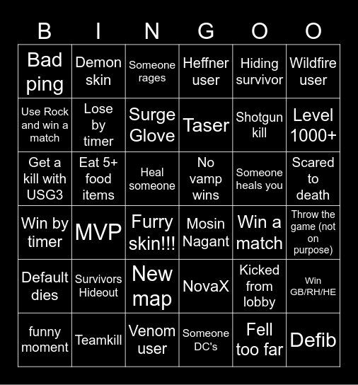 Vh3 bingo :) Bingo Card