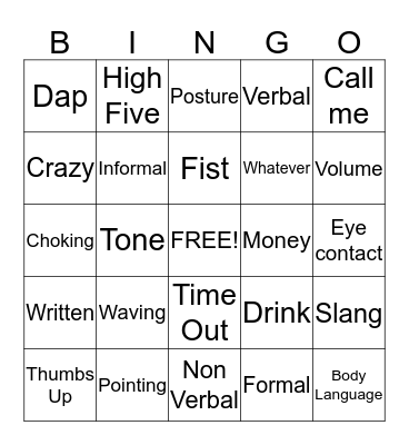 Communication Bingo Card