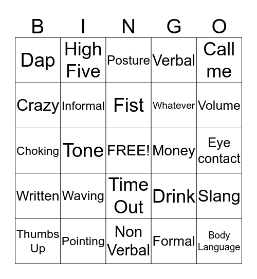 Communication Bingo Card