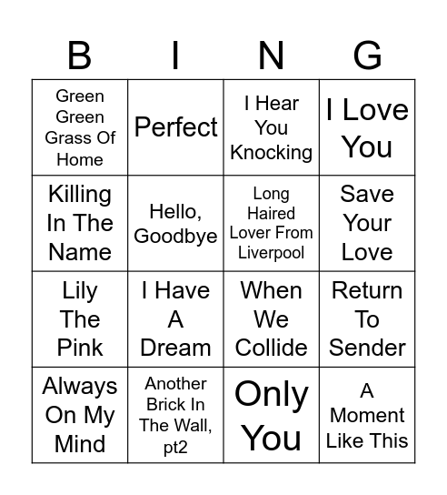 Bingo Theme Bingo Card