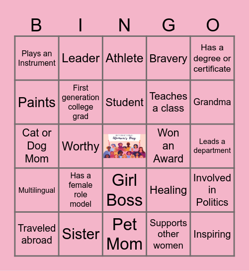 International Women's Day Bingo Card