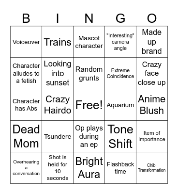 Anime Tropes V2 Bingo Card