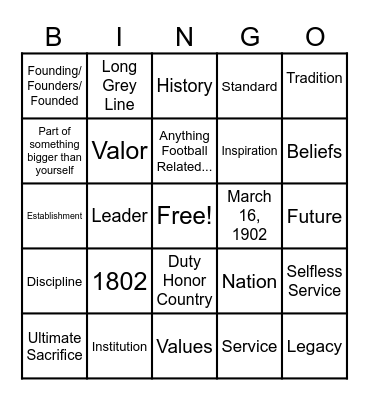 HISTORY BUFFS Bingo Card