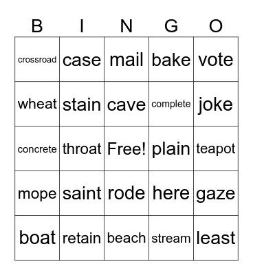 ea ai oa Bingo Card