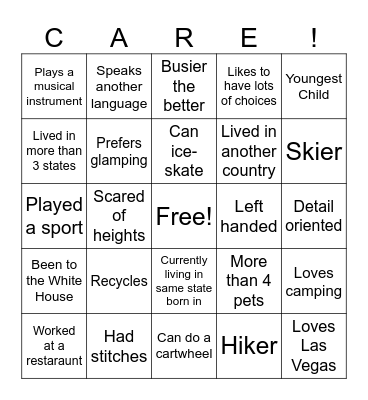 CONNECT Bingo Card