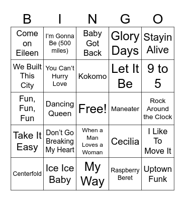 Songs Everyone Knows Coverall Bingo Card