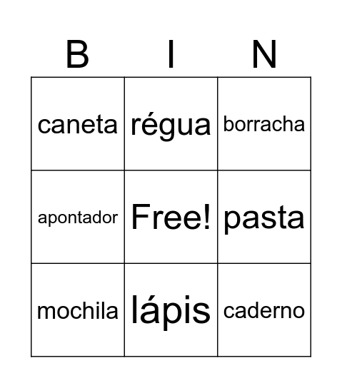Material Escolar Bingo Card