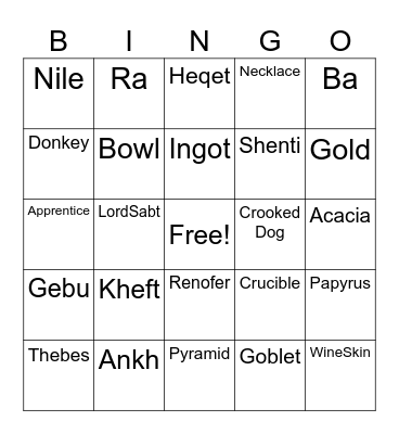 Golden Goblet Bingo Card