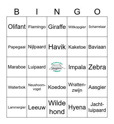 Safari-Bingo kids Bingo Card