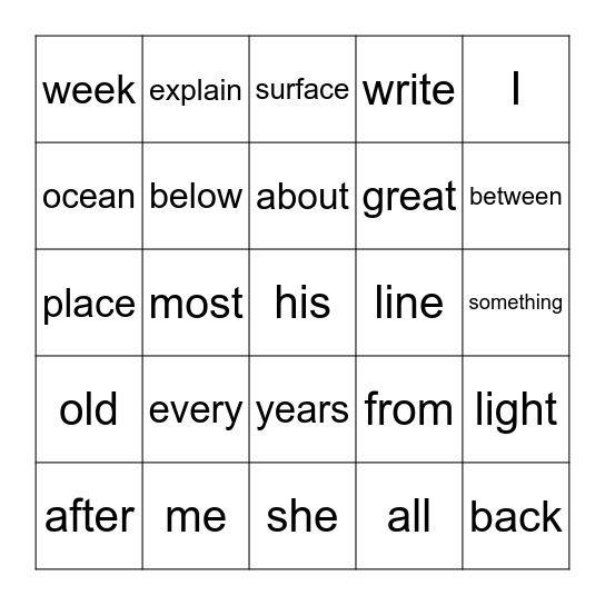 4th Bingo Card