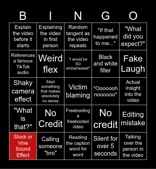 SSSniperwolf Bingo Card