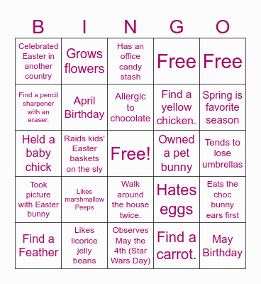 Easter Bingo Scavenger Hunt Bingo Card