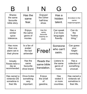 JAW Bingo! Bingo Card