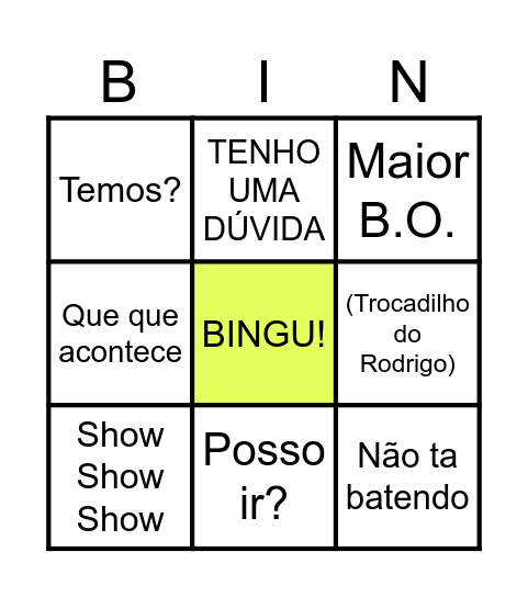 Bingo da Daily Bingo Card