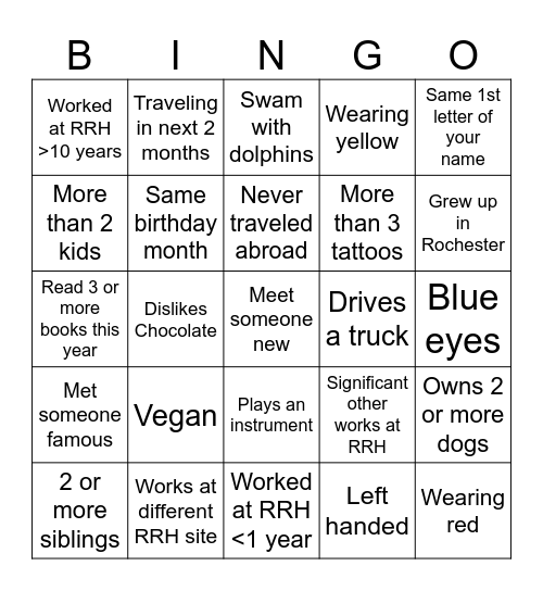 Find someone who ... (Please meet a different person and have them initial each box). Each bingo will award 1 ticket Bingo Card