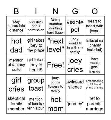 bachelor joey hometowns Bingo Card