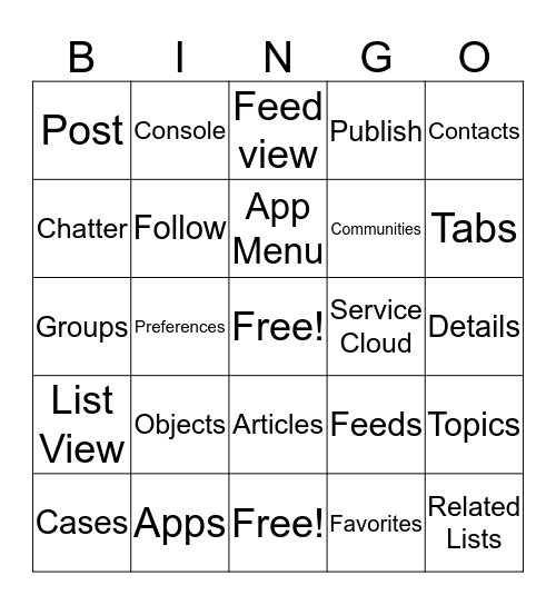 Salesforce Training Bingo! Bingo Card