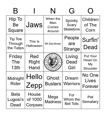 Horror Movie Songs Bingo Card