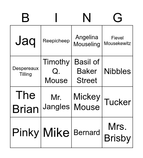 Mouse Bingo Card
