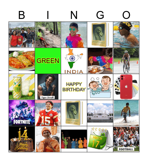 14th BIRTHDAY Bingo Card