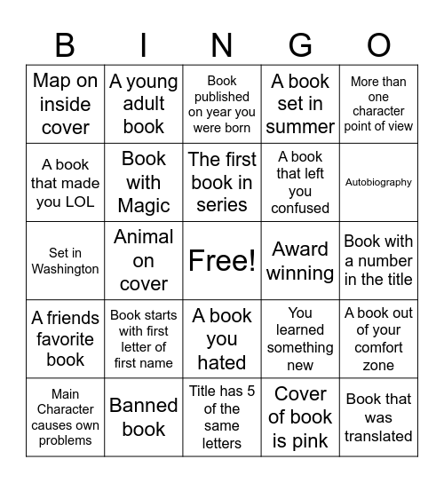 2024 Book Bingo Card