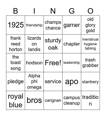 APO BINGO Card