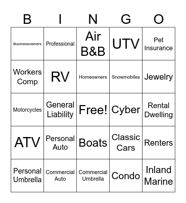 WIIN Insurance Bingo Card