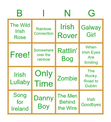 St. Patrick's Day Bingo Card