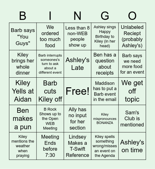 WEB MEETING BINGO Card