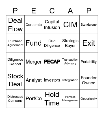 DEMYSTIFYING PE CLIENTS Bingo Card