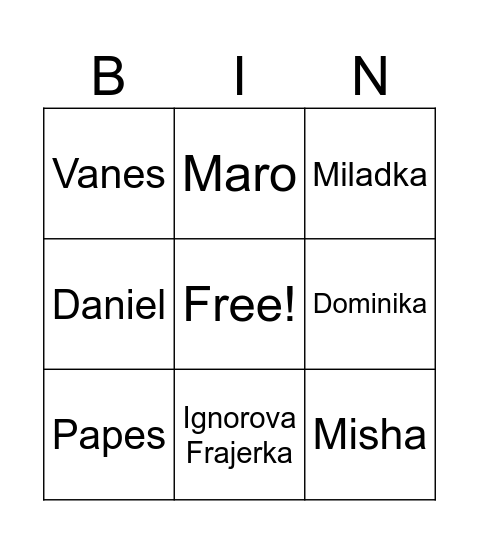 Ľudia ktori balili kaju alebo ona nich Bingo Card