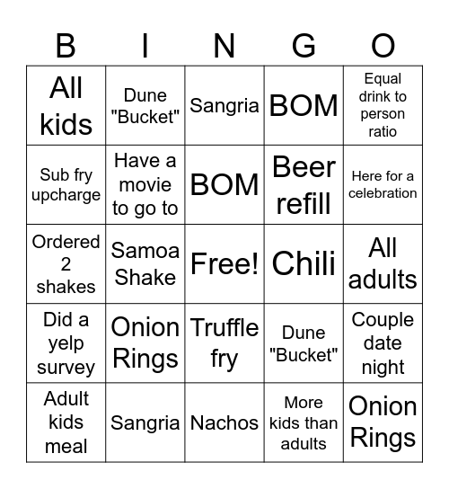 Burg Bingo Card