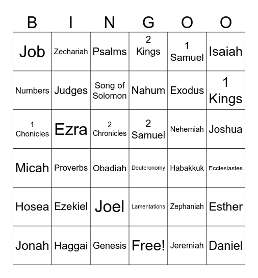 Old Testament Books Bingo Card