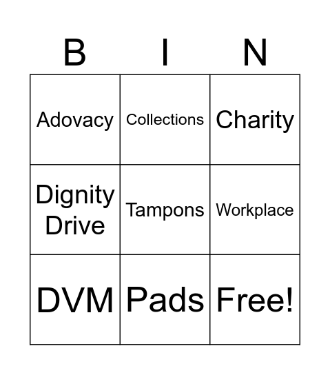 Share the Dignity - SHERO - ROUND 1 Bingo Card