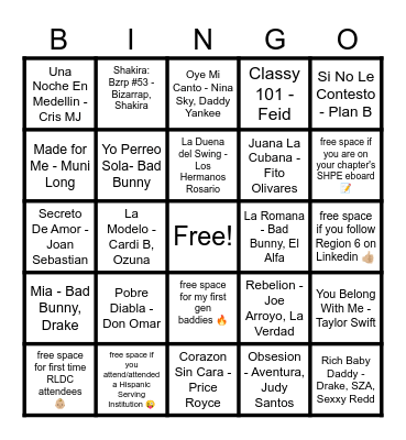 Region 6 Familia Bingo Card