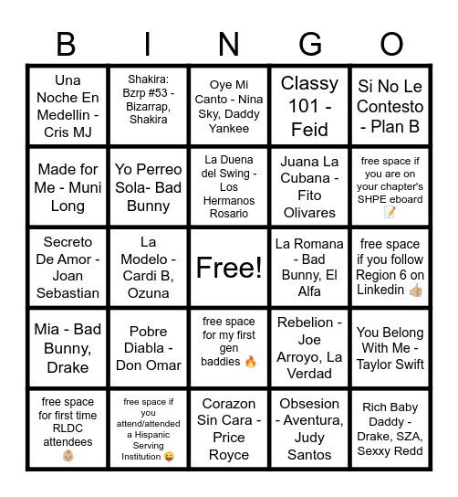 Region 6 Familia Bingo Card