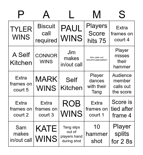 Tournament of Champions Bingo Card